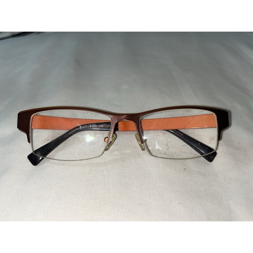 Jean Lafont Titanium Brown Orange Half Rim Rectangular Glasses 551 51 17 135